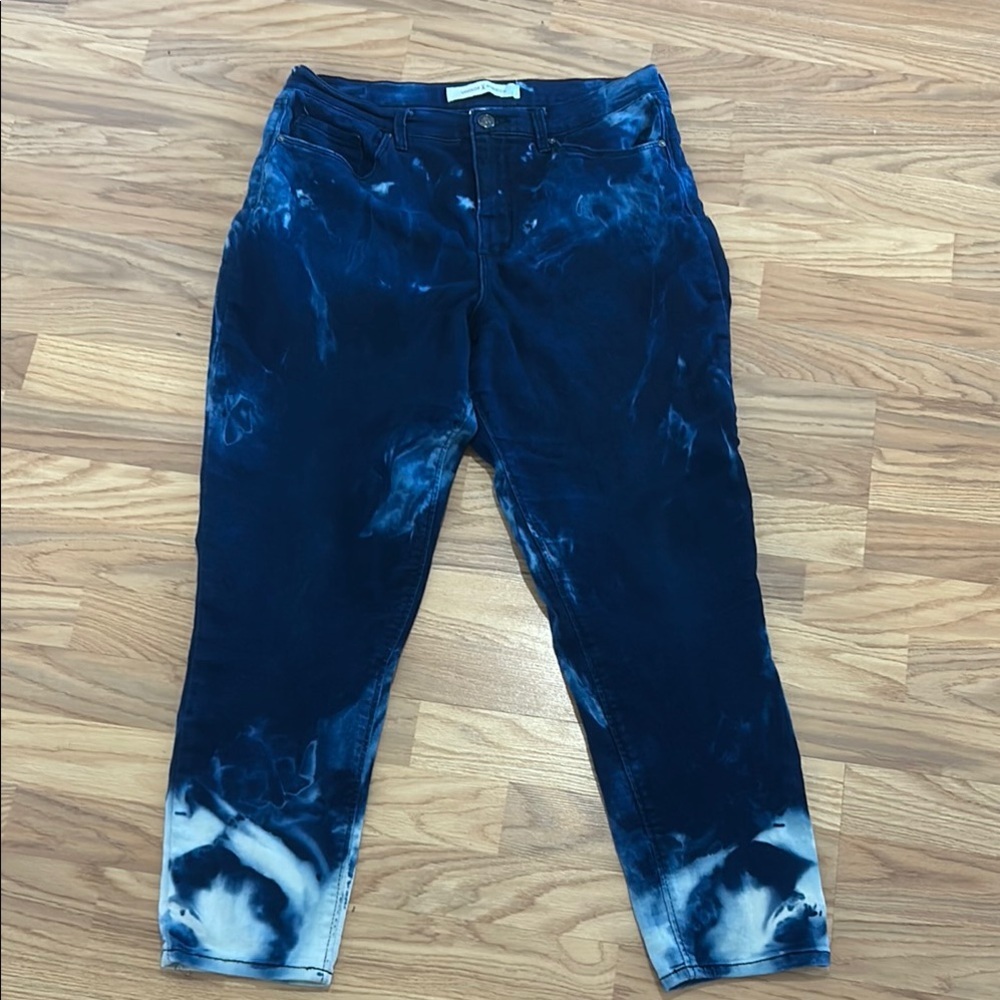 American Vintage Blue Tie-Dye Cropped Jeans